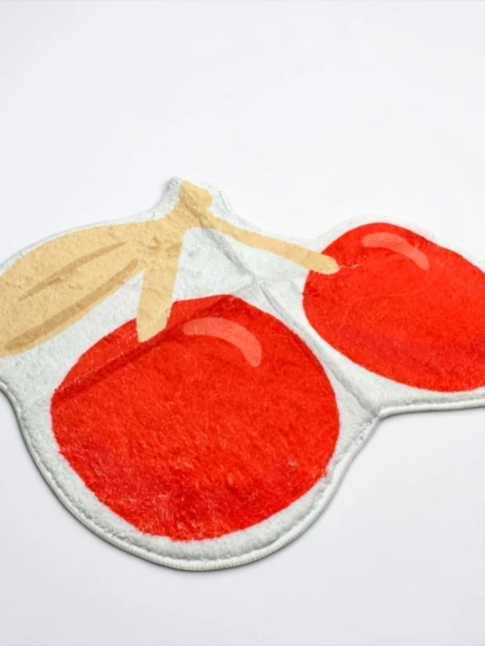 NWOT Cherry Shaped Non Slip Bath Mat Fluffy Accent Rug 22x18